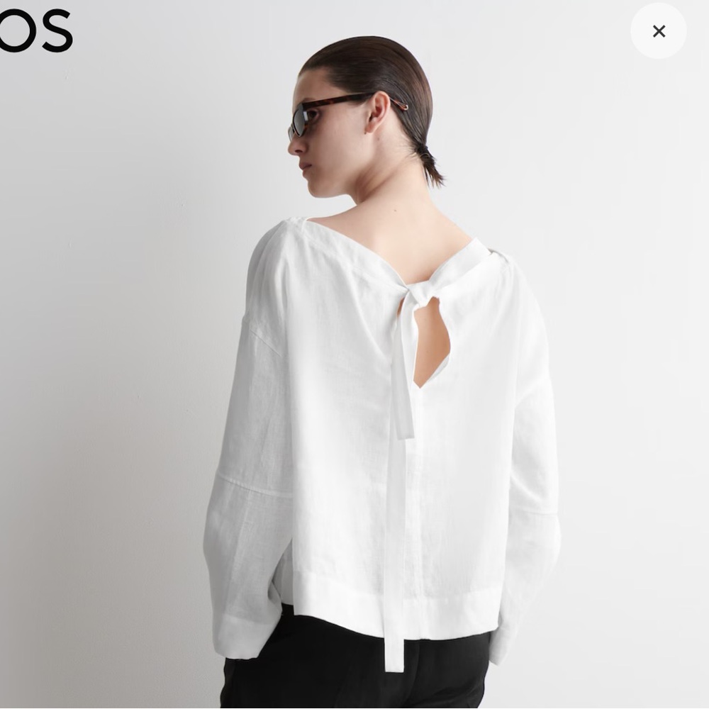 NWT COS TIE-DETAIL LINEN BLOUSE SIZE 4